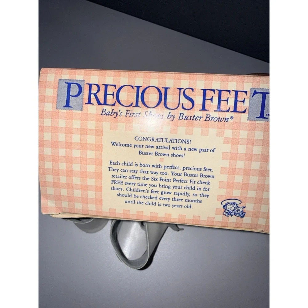 008 Vintage‎ Precious Feet  White Leather  Baby Shoes 3M E